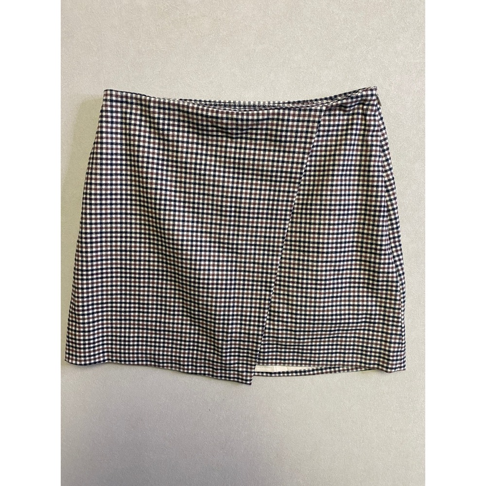 Old Navy Plaid Wrap Front Mini Skort Brown Black White Size S NWT